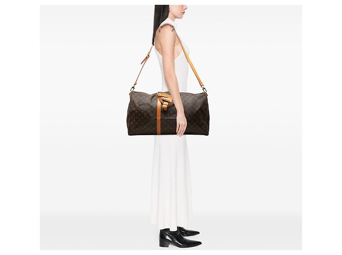 Louis Vuitton Brown Monogram Keepall Bandouliere 55 Marrone - vista 6