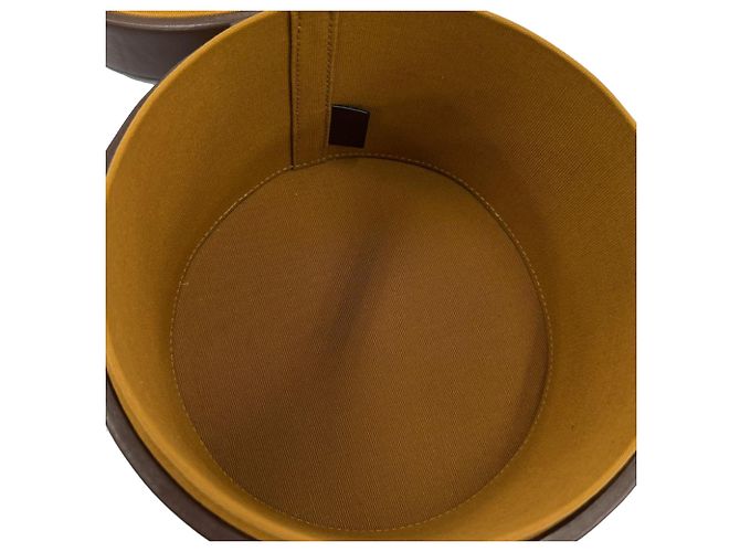 Céline Celine Beige Medium Raffia and Calfskin Triomphe Tambour Crossbody Marrone scuro - vista 4