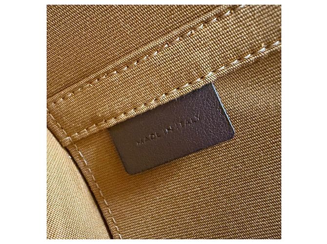 Céline Celine Beige Medium Raffia and Calfskin Triomphe Tambour Crossbody Marrone scuro - vista 6