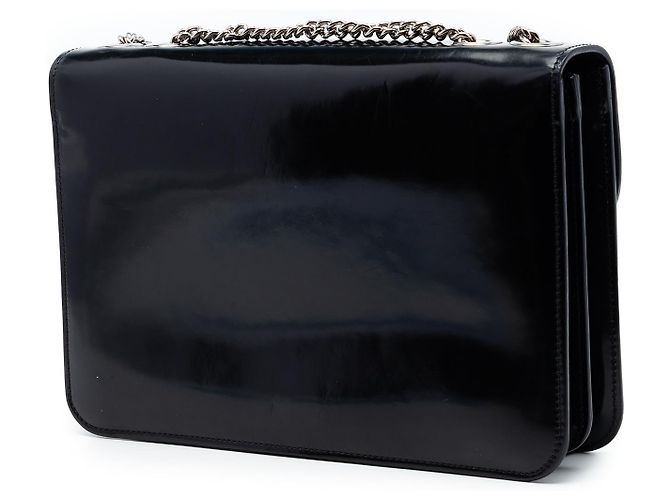 Gucci Borsa a tracolla Medium in vernice nera con G intrecciate Nero - vista 2