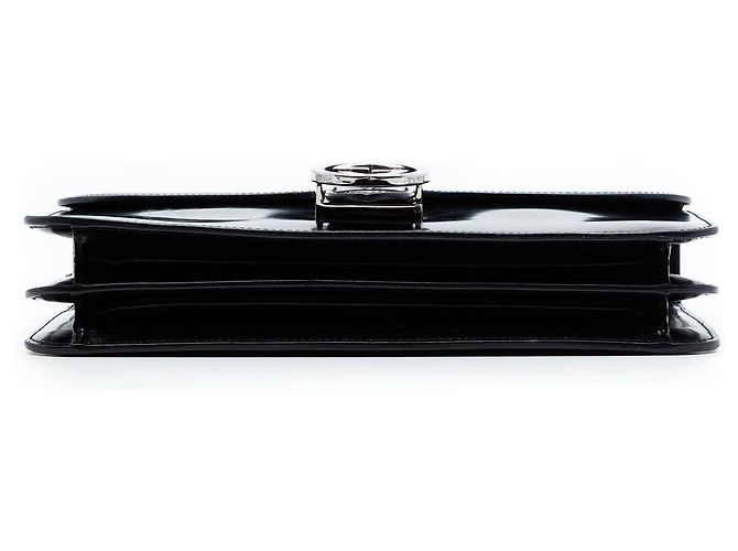 Gucci Borsa a tracolla Medium in vernice nera con G intrecciate Nero - vista 3