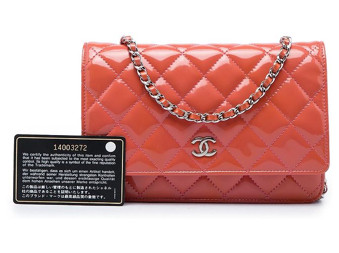 Portefeuille Chanel Pink CC Quilted Patent Wallet on Chain Rose - vue 7