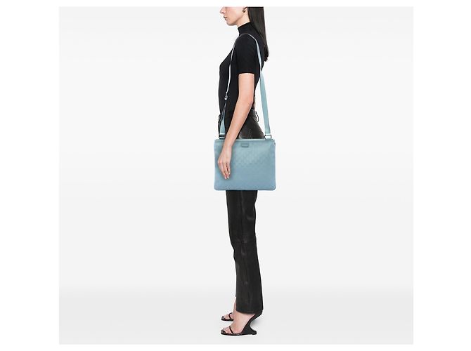 Gucci Borsa a Tracolla Blu Stampa GG Blu chiaro - vista 6