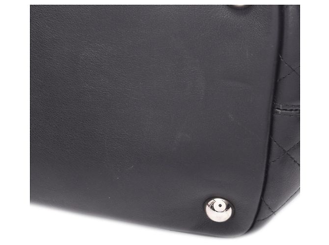 Borsa Tote Chanel Cambon Ligne Grande in Pelle di Agnello Nera Nero - vista 15