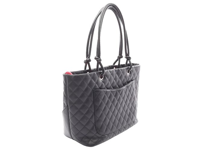 Borsa Tote Chanel Cambon Ligne Grande in Pelle di Agnello Nera Nero - vista 2