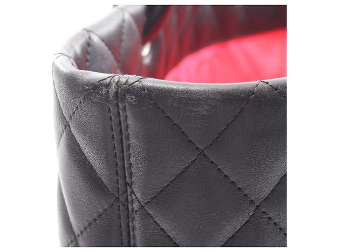 Borsa Tote Chanel Cambon Ligne Grande in Pelle di Agnello Nera Nero - vista 9
