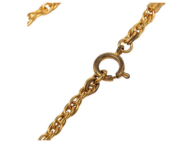 Collana con ciondolo a medaglione Chanel Gold CC placcato oro D'oro - vista 4