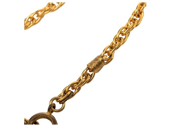 Collana con ciondolo a medaglione Chanel Gold CC placcato oro D'oro - vista 5