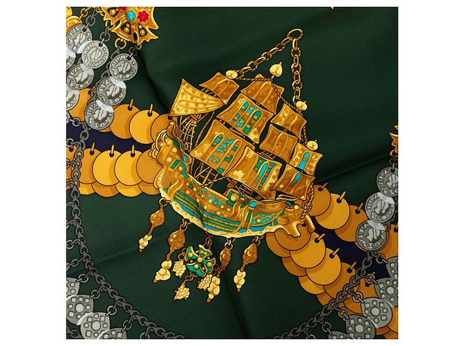 Hermès Green Kosmima Seidentuch 90 Grün - Ansicht 7