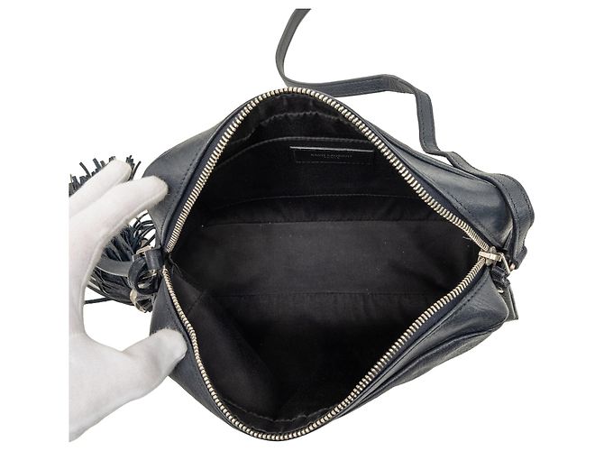 Borsa Lou Camera Bag Small in pelle di agnello nera con monogramma Saint Laurent Nero - vista 4