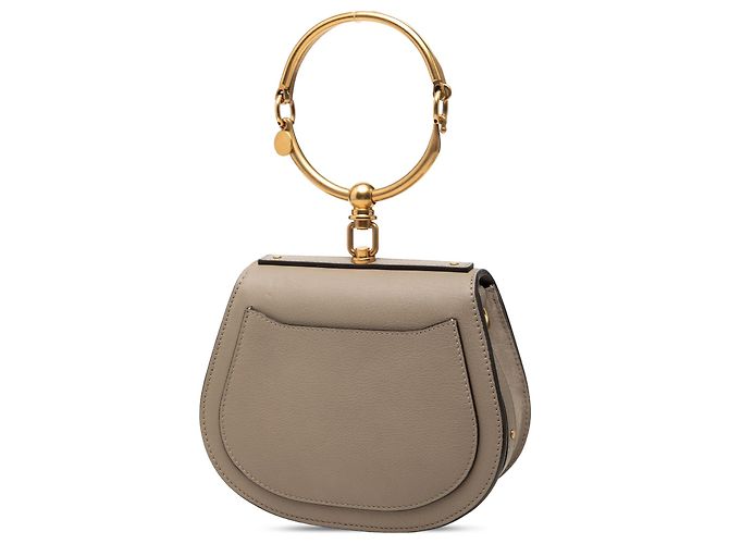 Borsa Nile Bracelet Piccola in Pelle Grigia Chloé Marrone - vista 2