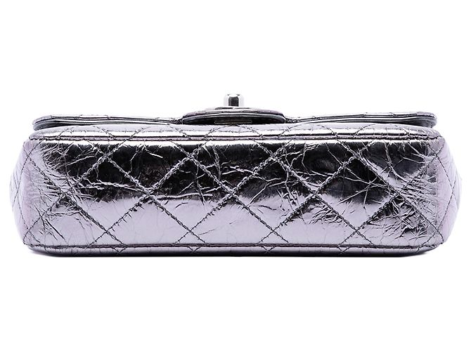 Chanel Mini Borsa Ring Top Handle in vitello metallizzato matelassé argento - vista 3