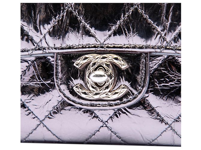 Chanel Mini Borsa Ring Top Handle in vitello metallizzato matelassé argento - vista 5