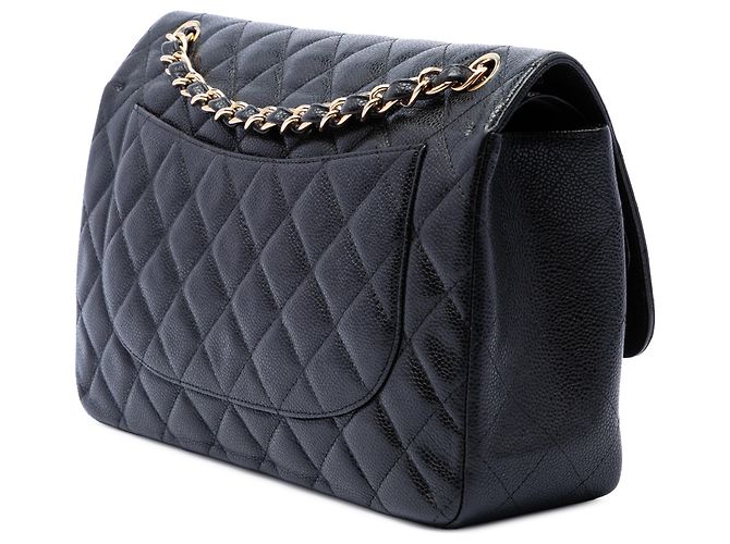 Chanel Black Jumbo Classic Caviar Double Flap Negro - vista 2
