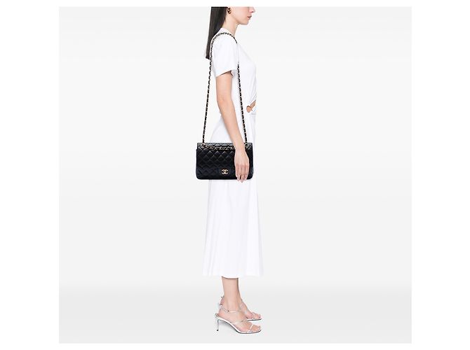 Chanel Black Jumbo Classic Caviar Double Flap Negro - vista 6