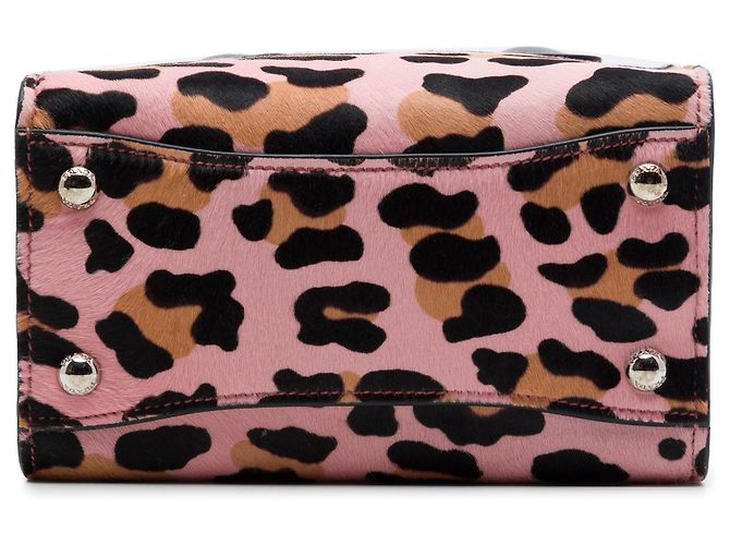 Bolsa Prada Cavallino Twin Pocket Mini em pelo de pônei com estampa de leopardo rosa - vista 3