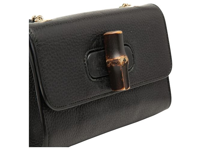 Gucci Borsa a tracolla Miss Bamboo piccola in pelle di vitello nera Nero - vista 6