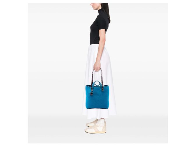 Chanel Blue Medium CC Quilted Felt Pop Tote - vista 6