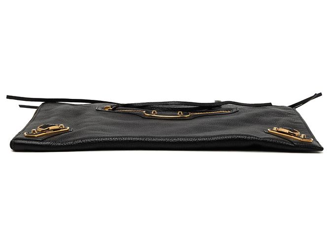 Clutch Balenciaga Black Medium Goatskin Motocross Classic Metallic Edge Nero - vista 3