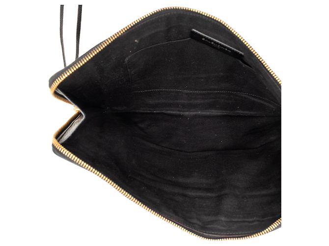 Clutch Balenciaga Black Medium Goatskin Motocross Classic Metallic Edge Nero - vista 4