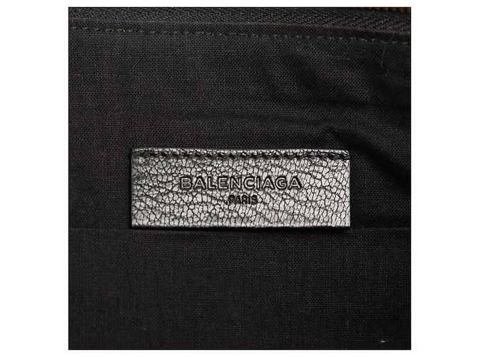 Clutch Balenciaga Black Medium Goatskin Motocross Classic Metallic Edge Nero - vista 5