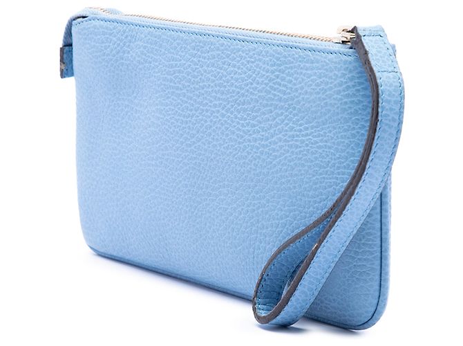 Pochette da polso Swing Gucci in pelle di vitello martellata blu Blu chiaro - vista 2