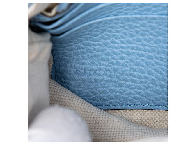 Pochette da polso Swing Gucci in pelle di vitello martellata blu Blu chiaro - vista 5