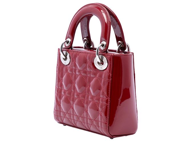 Dior Red Mini Patent Cannage Lady Dior Rosso Bordò - vista 2