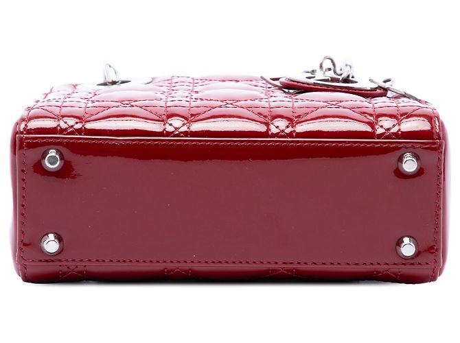 Dior Red Mini Patent Cannage Lady Dior Rosso Bordò - vista 3