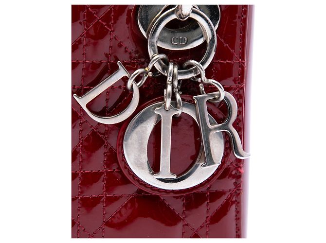 Dior Red Mini Patent Cannage Lady Dior Rosso Bordò - vista 5