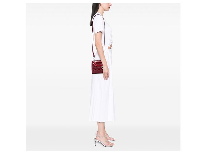Dior Red Mini Patent Cannage Lady Dior Rosso Bordò - vista 6