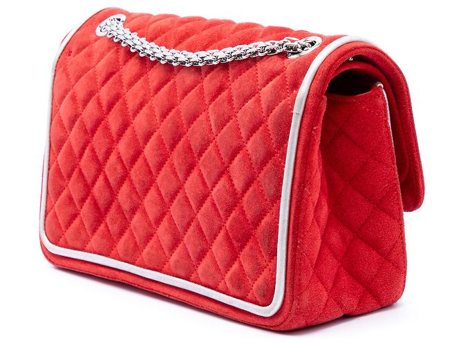 Chanel Red Quilted Suede Reissue 2.55 Double Flap 225 - vista 2