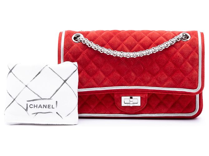 Chanel Red Quilted Suede Reissue 2.55 Double Flap 225 - vista 7
