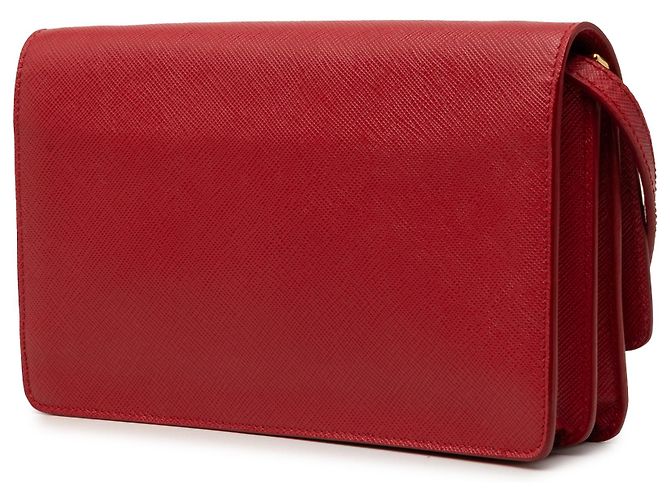 Portafoglio Prada Red Saffiano Lux Bow con tracolla Rosso - vista 2