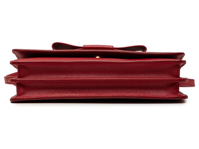 Portafoglio Prada Red Saffiano Lux Bow con tracolla Rosso - vista 3