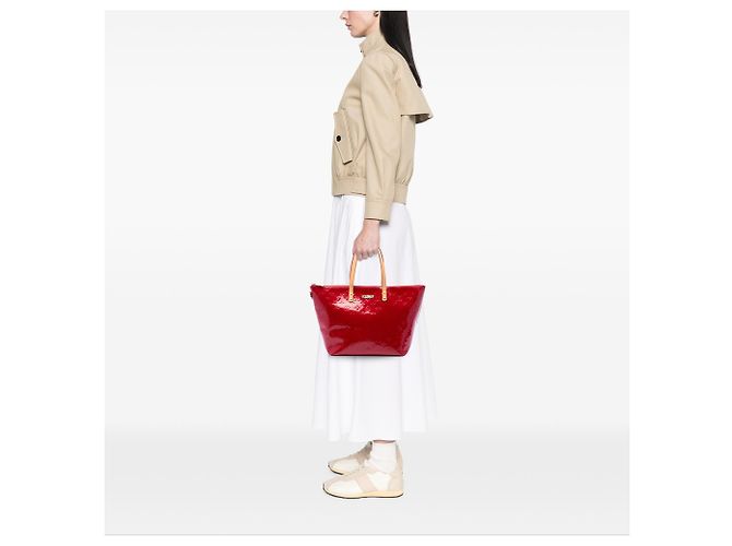 Louis Vuitton Red Monogram Vernis Bellevue GM Rosso - vista 6