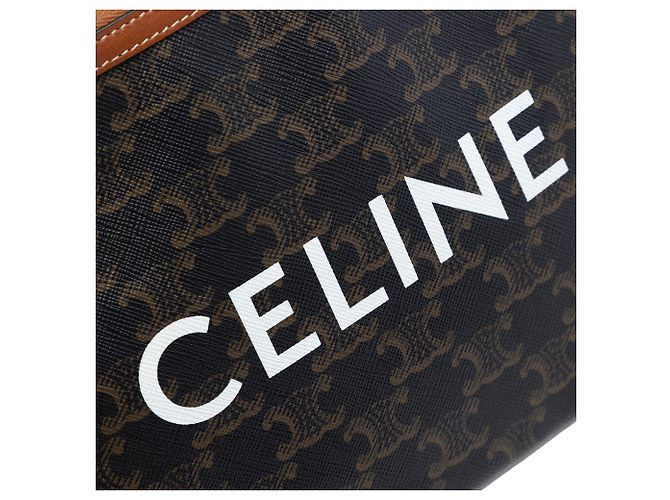 Céline Clutch Celine Small Triomphe de lona revestida marrón Castaño Marrón oscuro - vista 5
