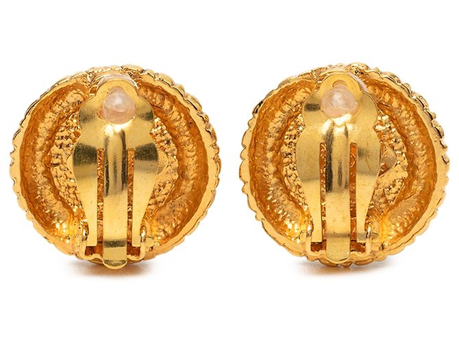 Chanel Gold CC vergoldete Clip-On-Ohrringe mit Kunstperlen Golden - Ansicht 2