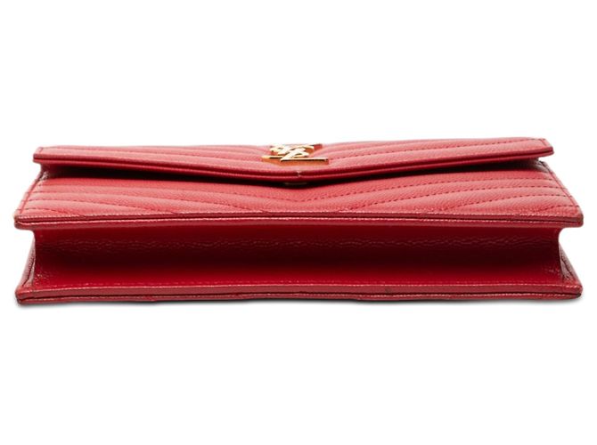 Portafoglio a catena a busta Saint Laurent Red Grain De Poudre Cassandre Rosso - vista 3