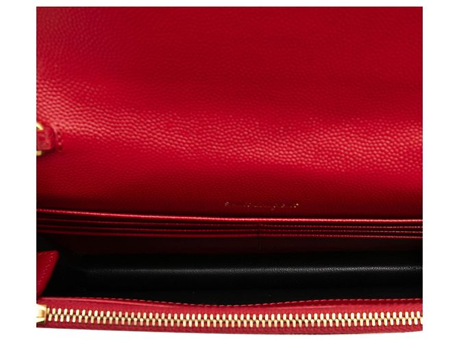 Portafoglio a catena a busta Saint Laurent Red Grain De Poudre Cassandre Rosso - vista 4