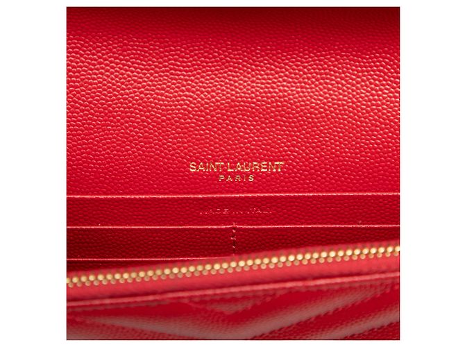 Portafoglio a catena a busta Saint Laurent Red Grain De Poudre Cassandre Rosso - vista 5