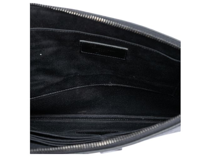 Portadocumenti Saint Laurent in pelle goffrata effetto coccodrillo nero con monogramma - vista 4