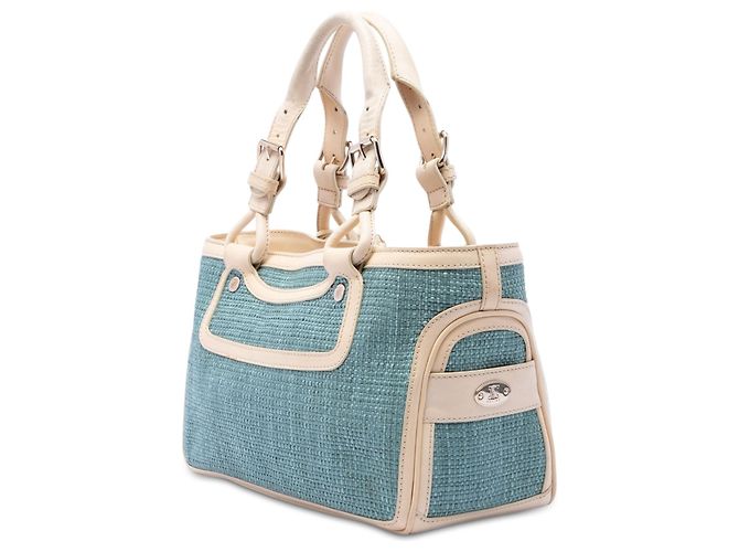Céline Borsa a mano Celine Boogie in rafia blu Blu chiaro - vista 2