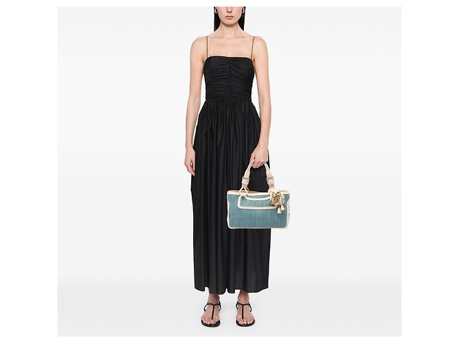 Céline Borsa a mano Celine Boogie in rafia blu Blu chiaro - vista 6