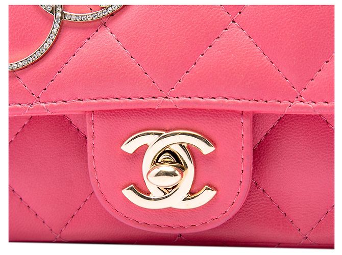 Chanel Pink Extra Mini Lambskin V for Victory Flap Rosa - vista 5