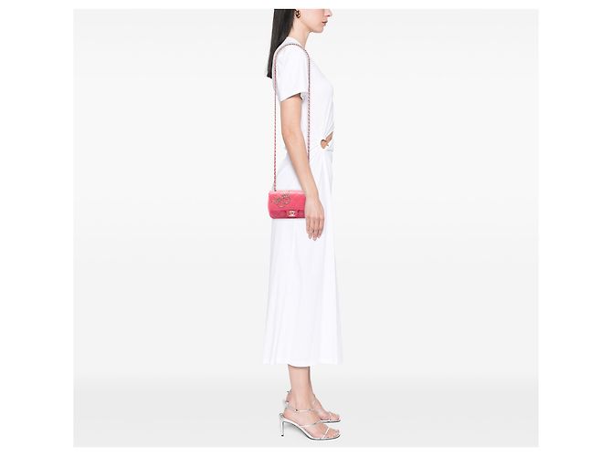 Chanel Pink Extra Mini Lambskin V for Victory Flap Rosa - vista 6