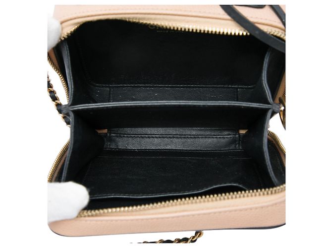 Chanel Vanity Case Small Bicolor Caviar CC Filigree Brown Marrone Carne - vista 4