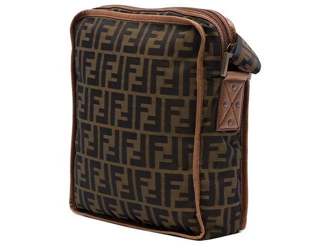 Borsa a tracolla Fendi in tela Zucca marrone - vista 2