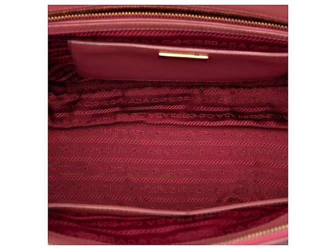 Prada Borsa Tote Galleria Double Zip Large in pelle Saffiano Rosa - vista 4