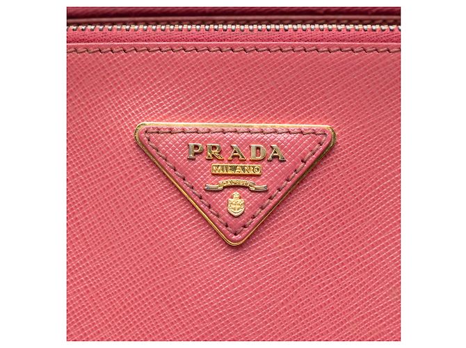 Prada Borsa Tote Galleria Double Zip Large in pelle Saffiano Rosa - vista 5